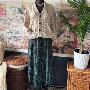 ***SOLD***Pretty Forest Green Polka Dot Midi Skirt